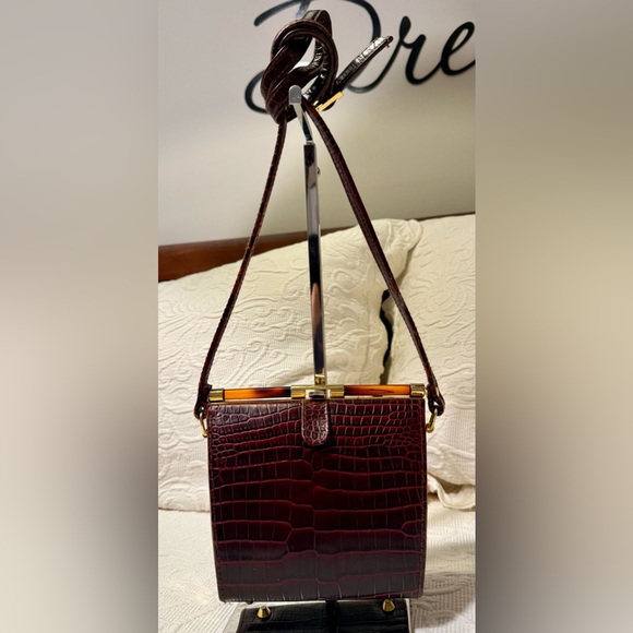 Gently Used Inge Christopher Brown Crocodile Pattern Crossbody - Picture 1 of 7